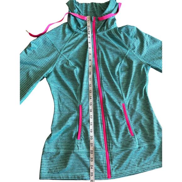 Lukka Jacket Teal Blue Striped Zip Up Hoodie Lightweight Womens Size M - Picture 9 of 15